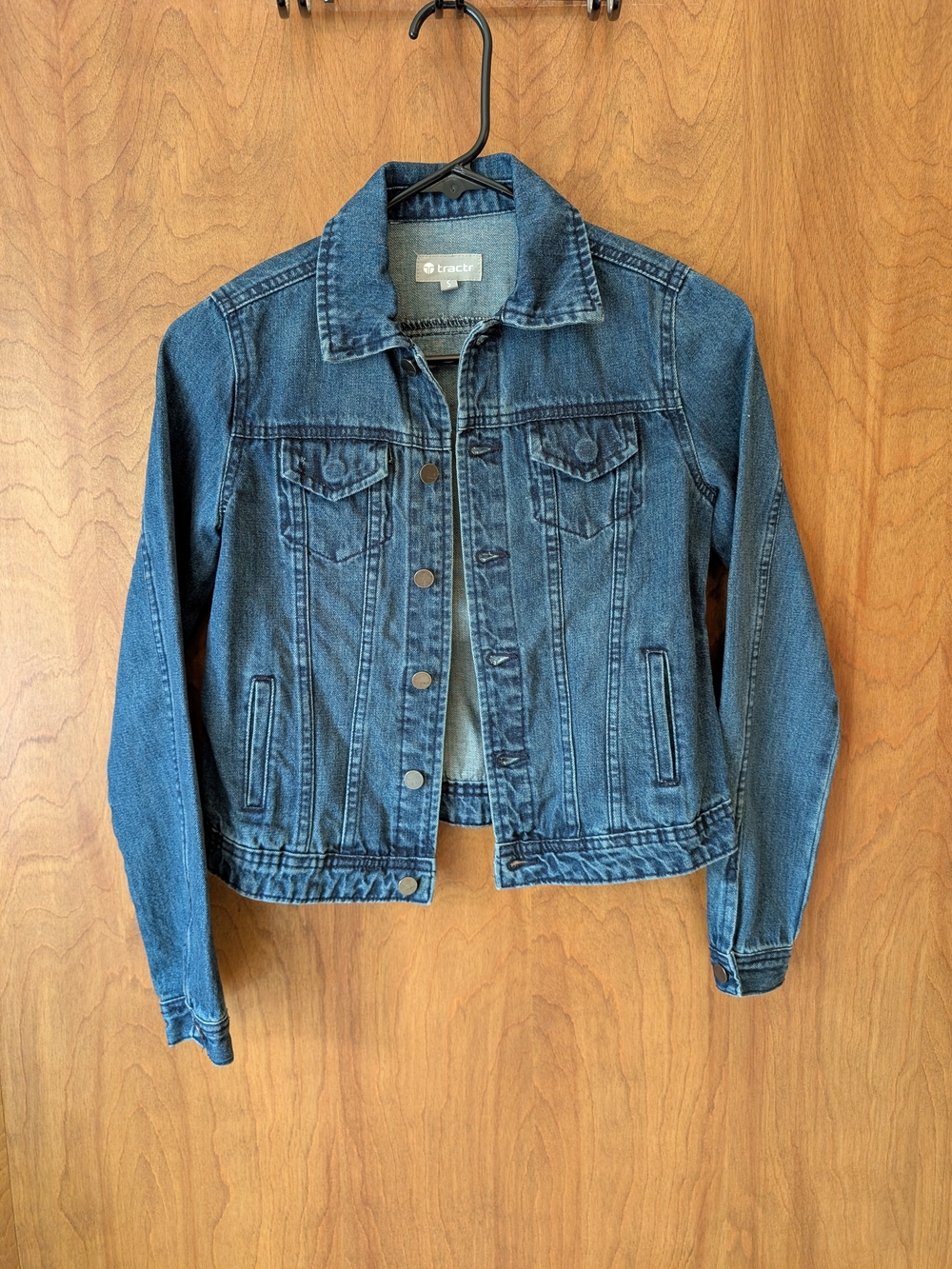 Tractr Girls' Denim Loretta Trucker Jean Jacket S 7/8